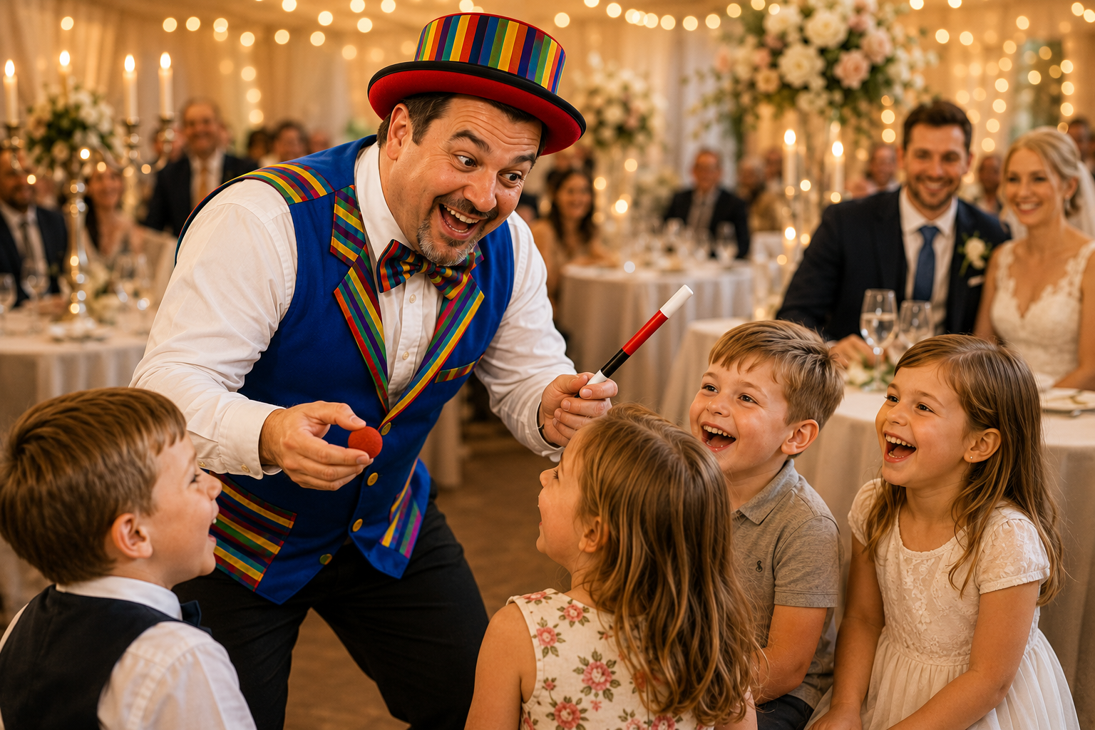 Stripey Wipey Table Hopping Wedding Entertainment Wedding Children’s Entertainment with Stripey Wipey, Domino the Rabbit and Peanut the Elephant