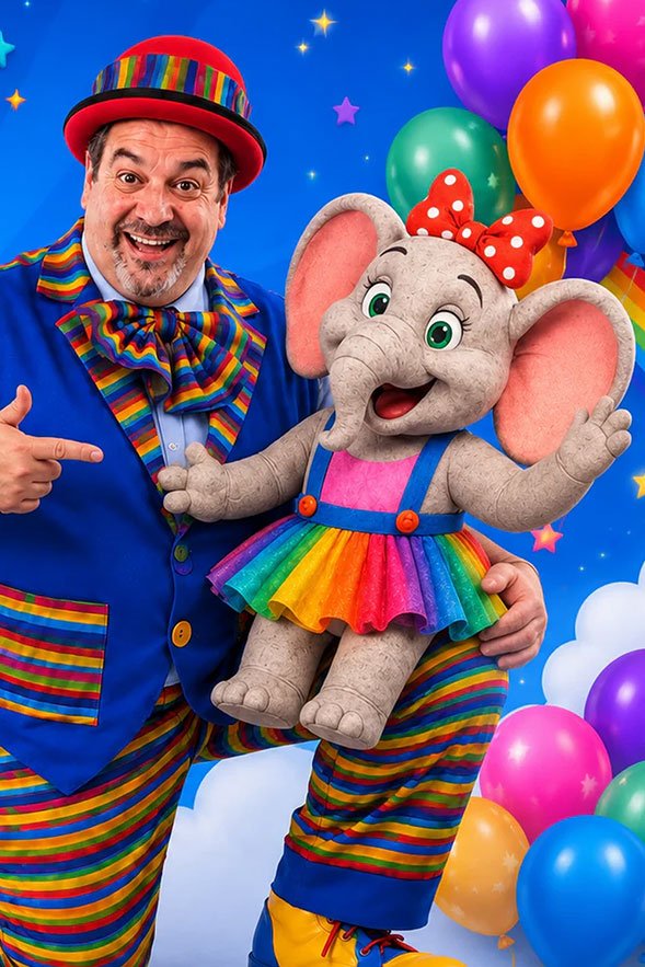 stripey-and-peanut-sharing-a-laugh Stripey Wipey children’s party entertainment
