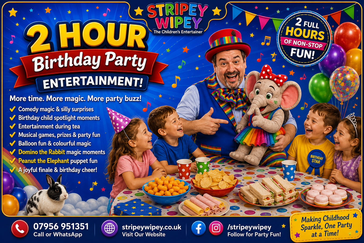 Stripey Wipey 2 Hour Birthday Party Entertainment Stripey Wipey 2 hour birthday party entertainment card