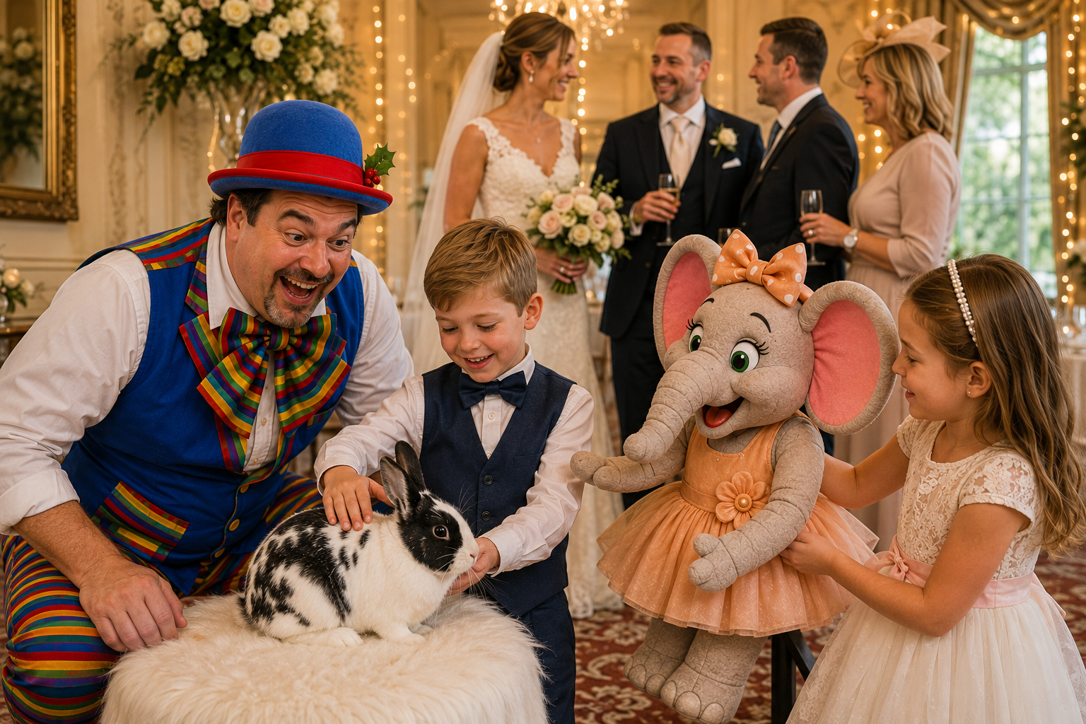 stripey-wipey-wedding-photographs-domino-rabbit-peanut Wedding Children’s Entertainment with Stripey Wipey, Domino the Rabbit and Peanut the Elephant