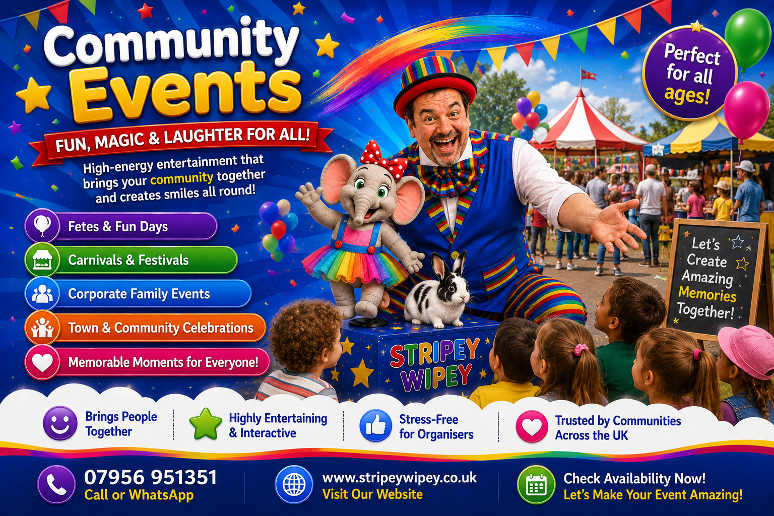 Community fun for all ages Stripey Wipey community events fetes and family fun days
