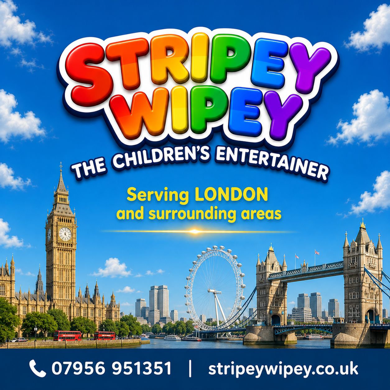 Stripey Wipey 90 minute birthday party midweek budget saver card