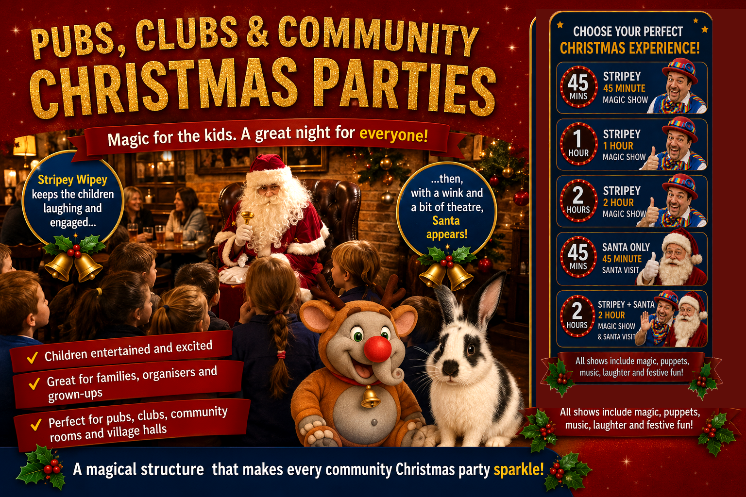 pubs-clubs-community-card-brighter-exact-sidebar Stripey Wipey Santa breakfast Christmas entertainment